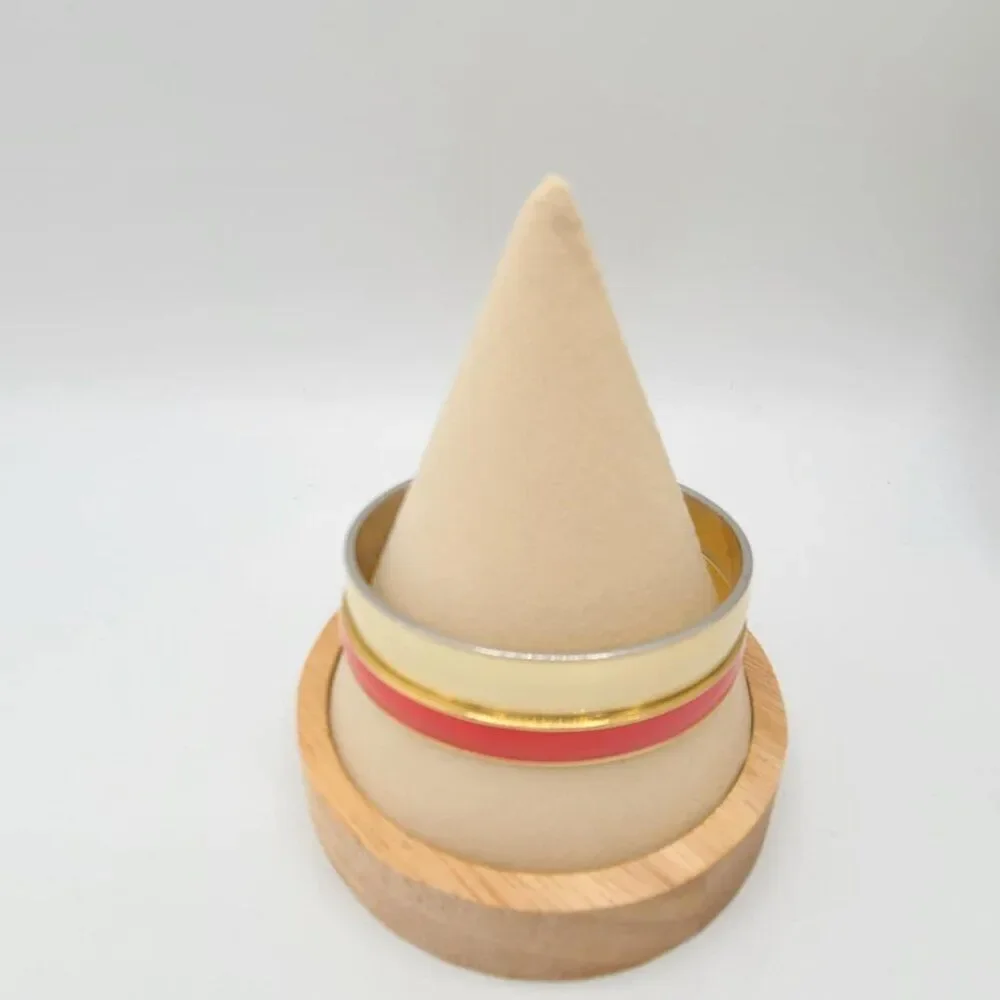 J Crew Bangle Set of Red and Off White Gold Tone Bangle
